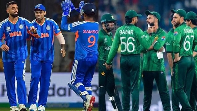 India vs Pakistan cricket match crowd and players